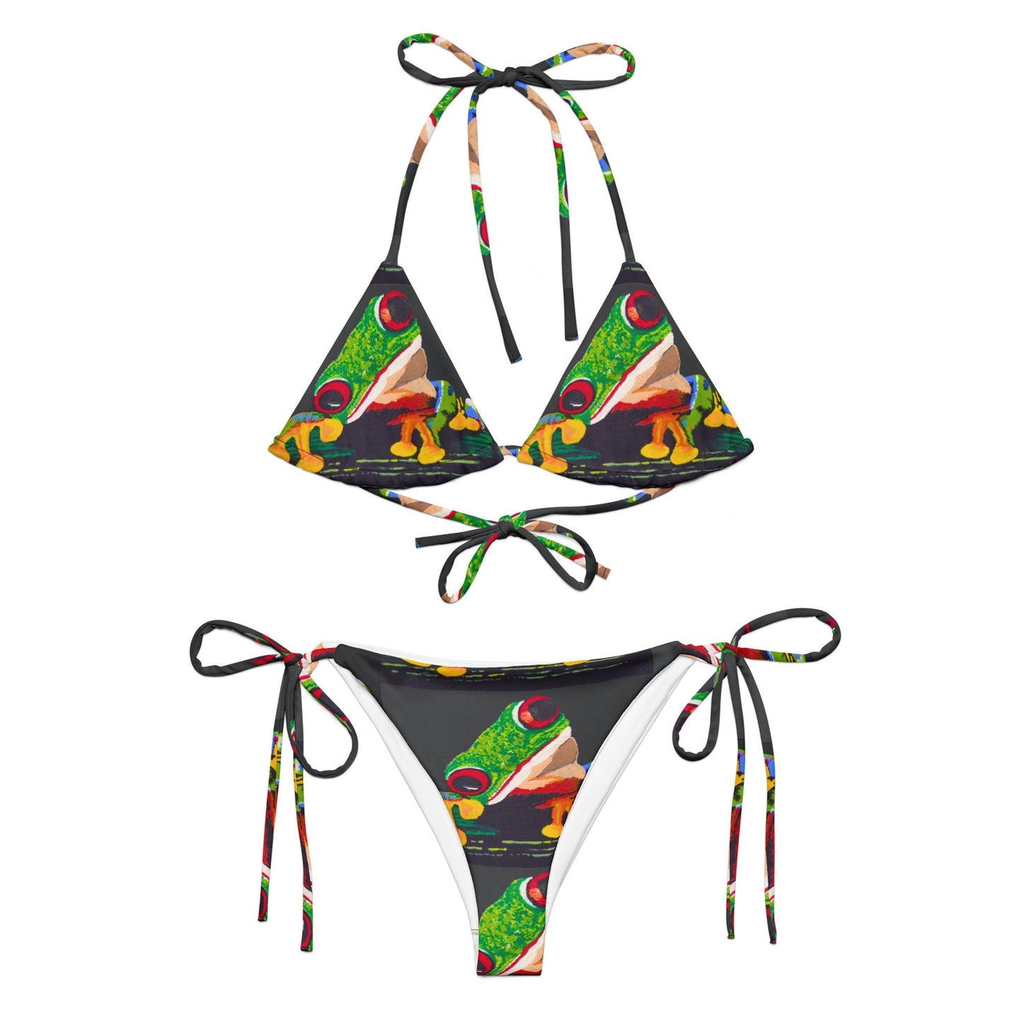 Cheeky Tree Frog String Bikini, Plus Size Two Piece Swimsuit, Ladies Botanical Bathing Suit, Sexy Beach Swimwear