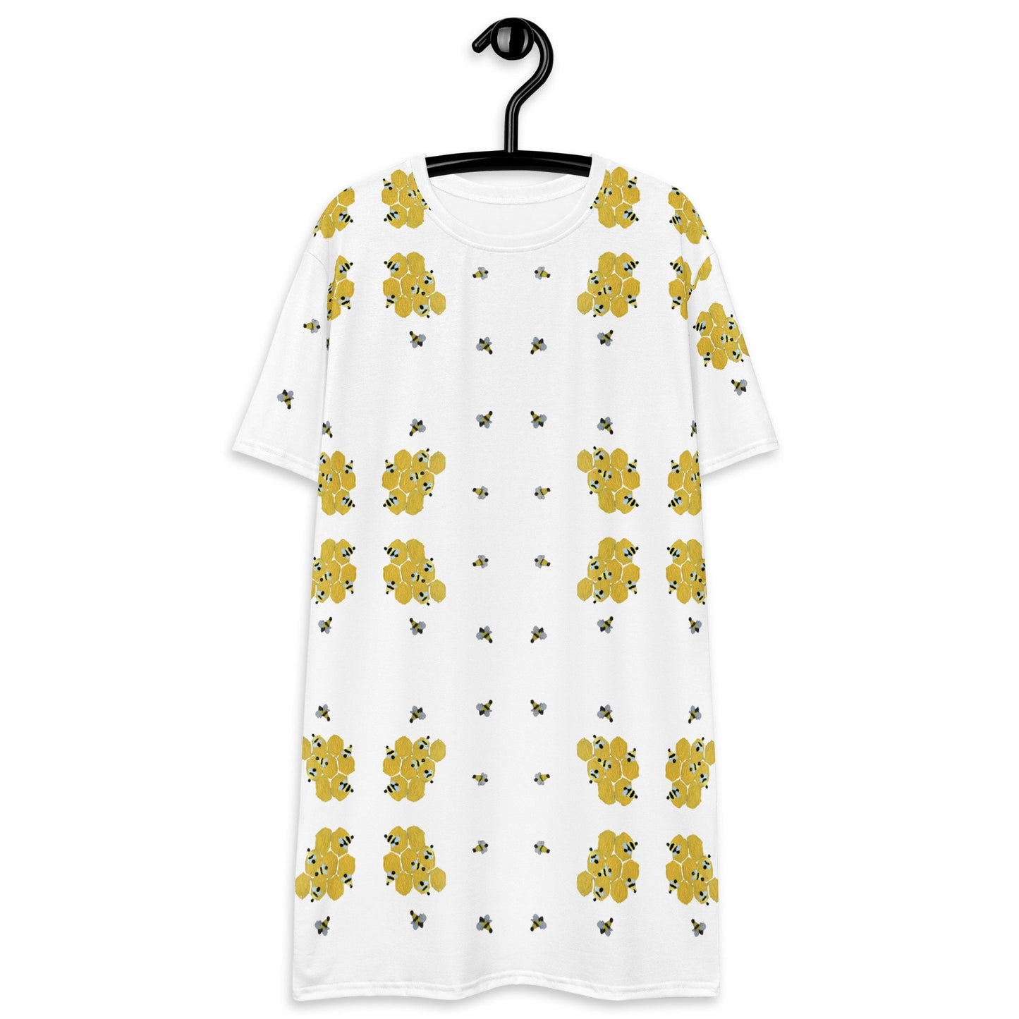 Bee Lovers T-shirt Dress, Casual Secretary Dress, Spring Outfit, Decorative Apparel, Nightgown