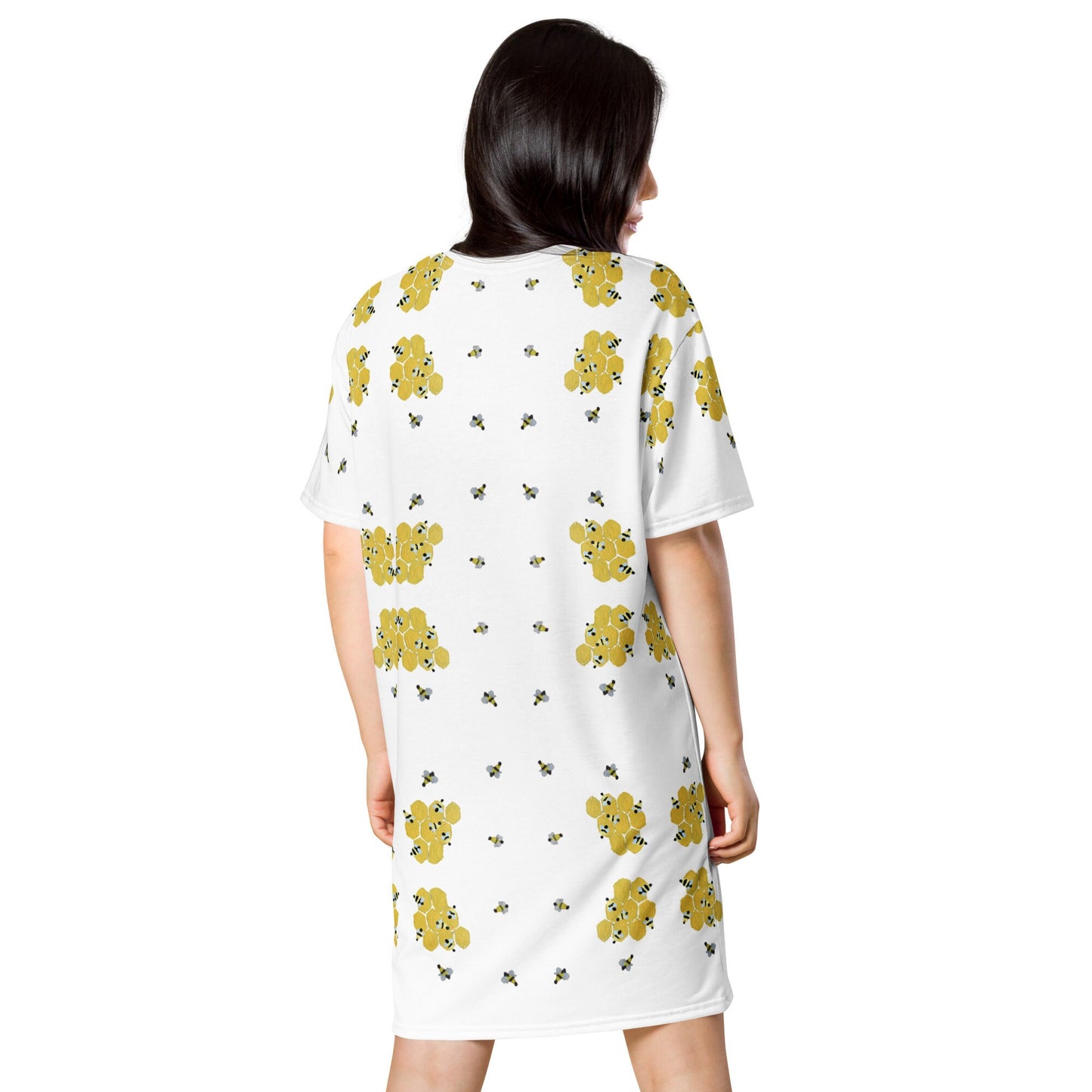 Bee Lovers T-shirt Dress, Casual Secretary Dress, Spring Outfit, Decorative Apparel, Nightgown