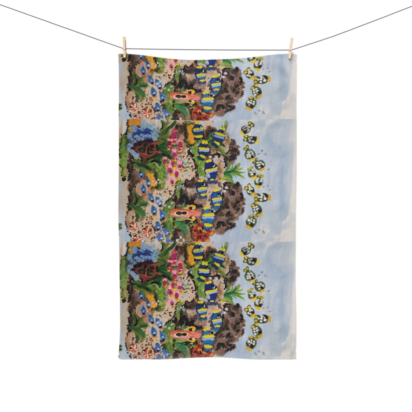 Under Water Ocean View Hand Towel, Decorative Coastal Hand Towel, Spring Guest Towels