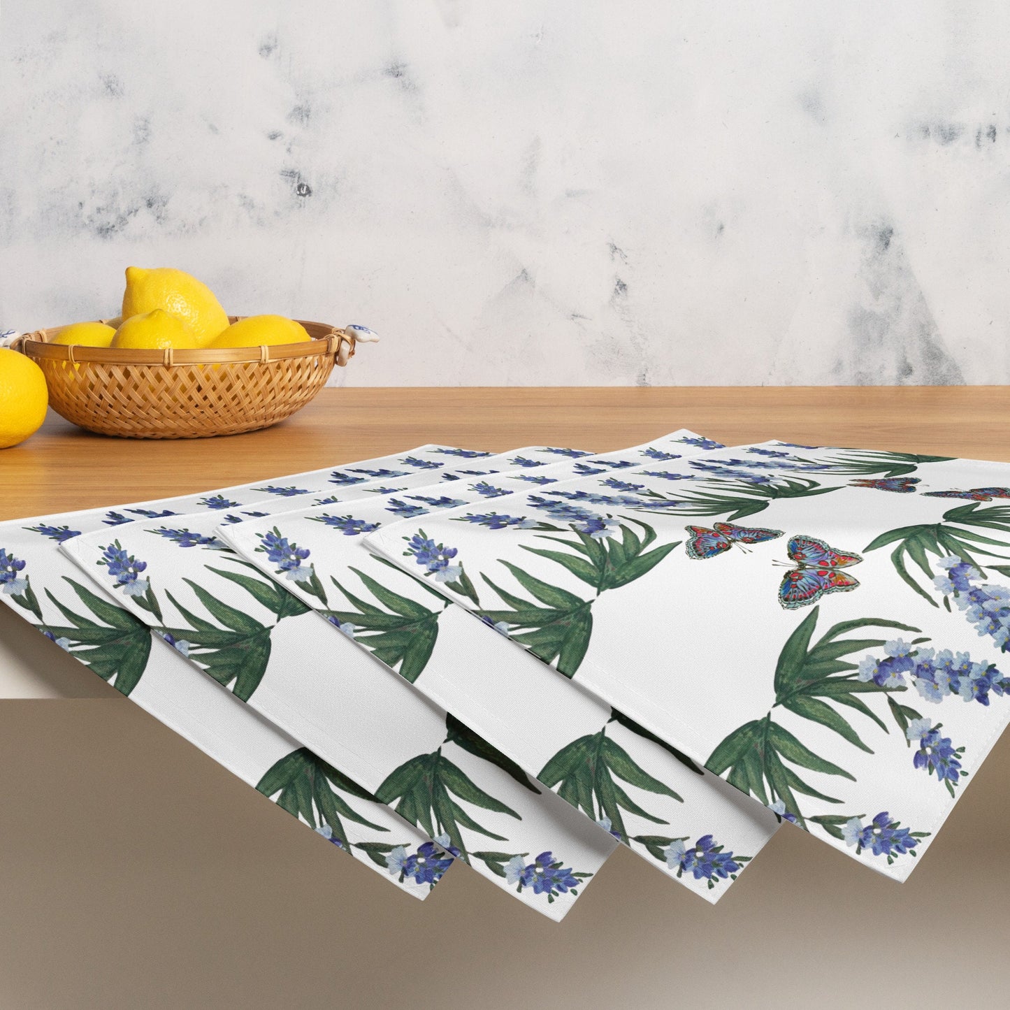 Wisteria Monarch Placemat Set of 4, Floral Modern Dinner Placemats, Fun Activity Placemats