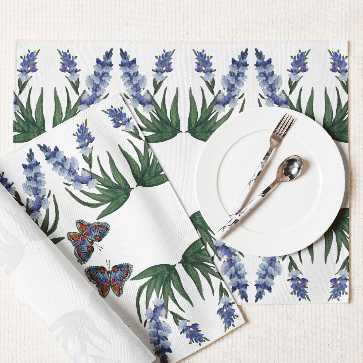 Wisteria Monarch Placemat Set of 4, Floral Modern Dinner Placemats, Fun Activity Placemats