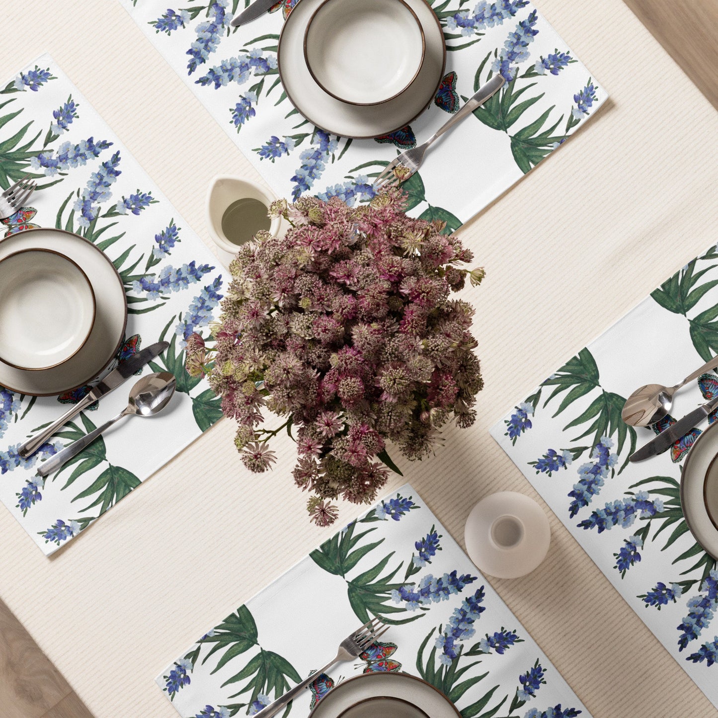 Wisteria Monarch Placemat Set of 4, Floral Modern Dinner Placemats, Fun Activity Placemats