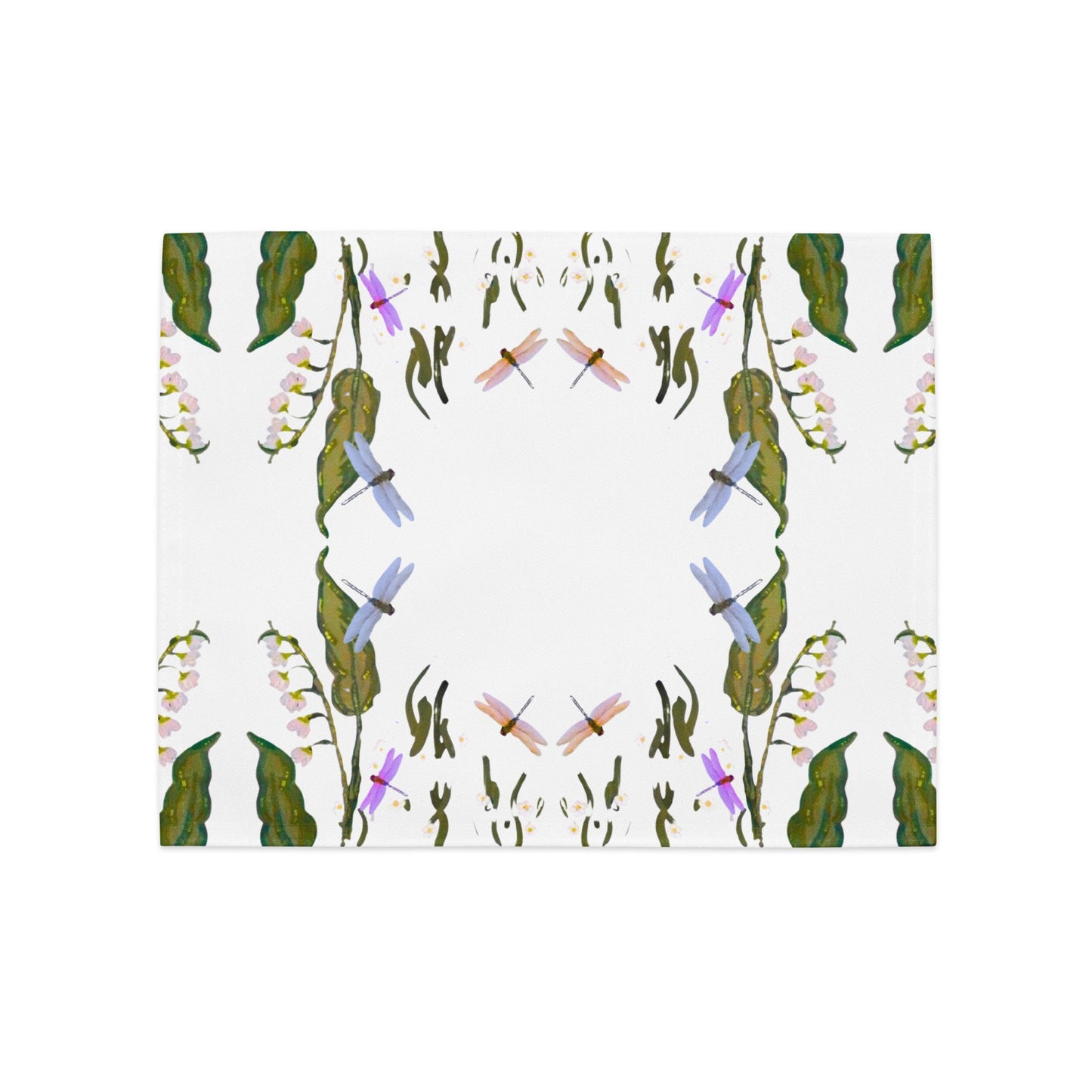 Botanical Dragonfly Placemat Set of 4, Spring Floral Wedding Placemats, Water Resistant Activity Placemats