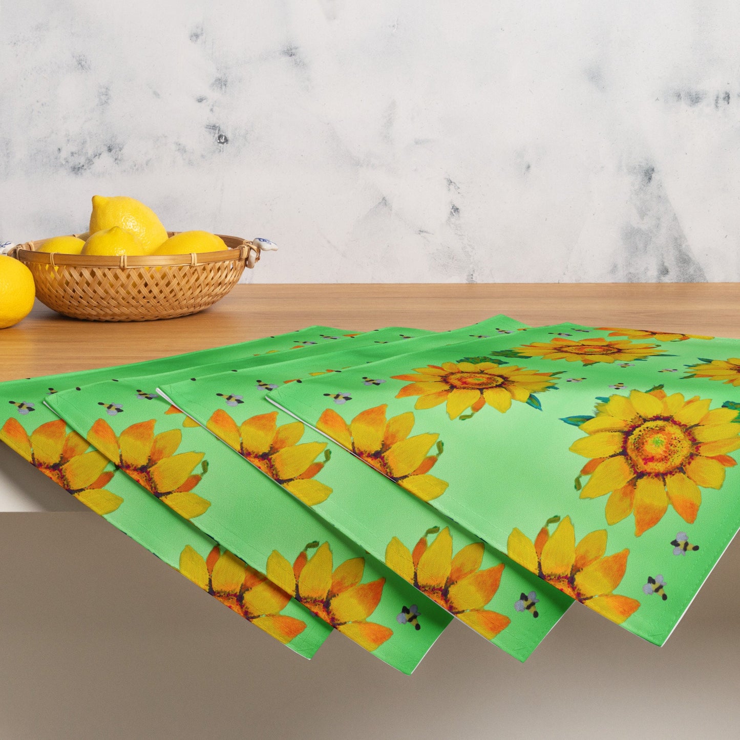 Colorful Sunflower Placemat Set of 4, Water Resistant, Perfect for Weddings or Family Dinners, Activity Placemats