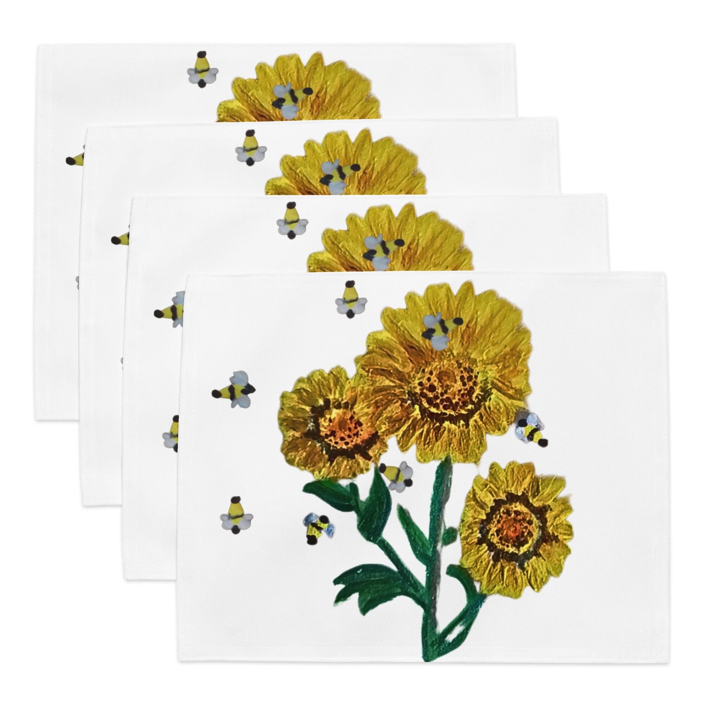 Sunflower Placemat Set of 4, Activity Placemats, Water Resistant, Perfect for Weddings or Family Dinners