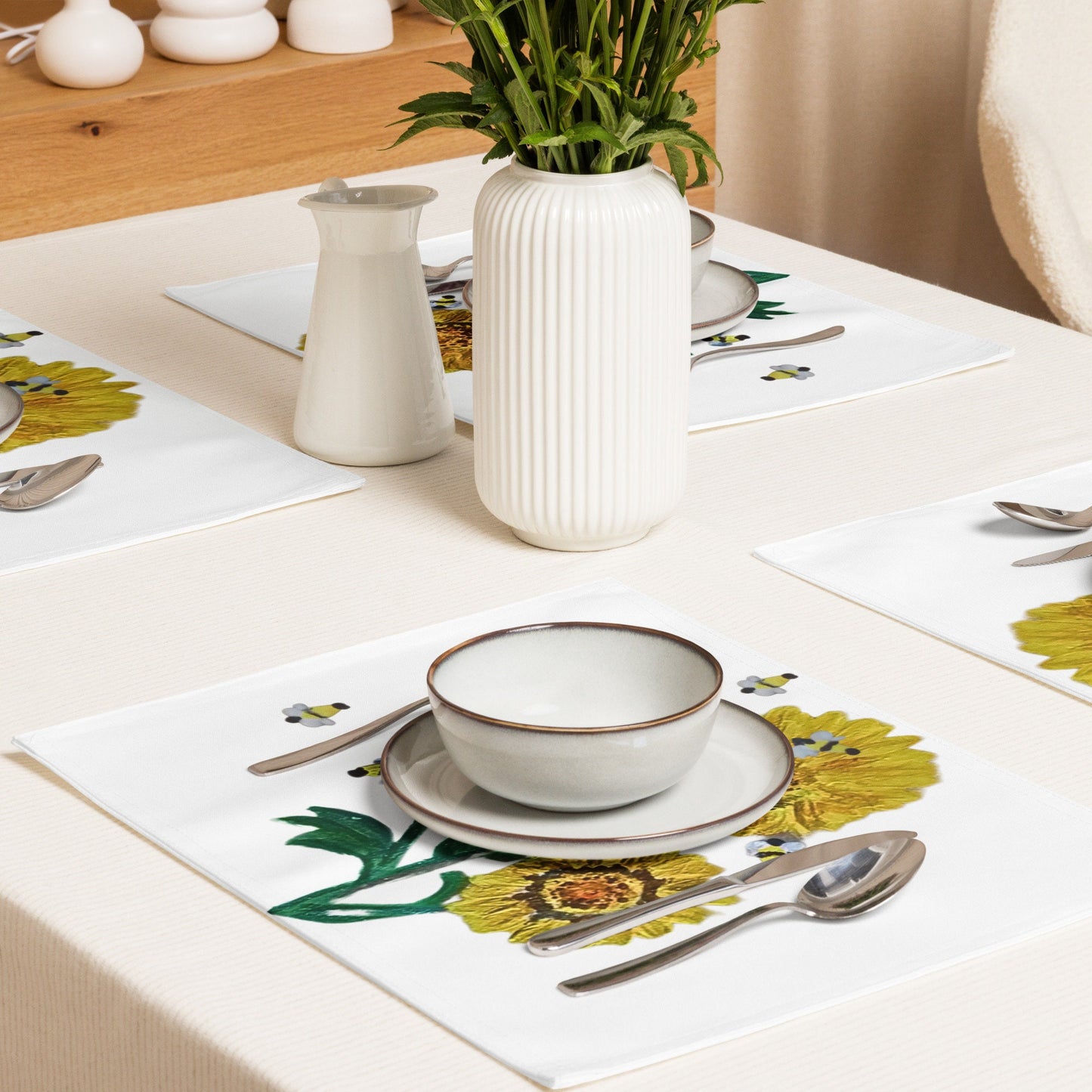 Sunflower Placemat Set of 4, Activity Placemats, Water Resistant, Perfect for Weddings or Family Dinners