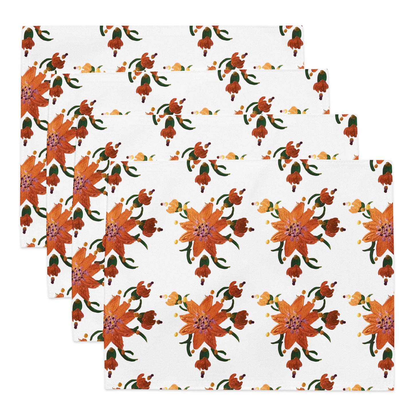 Shimmering Gold Flower Placemat Set of 4, Activity Placemats, Water Resistant, Perfect for Weddings or Family Dinners