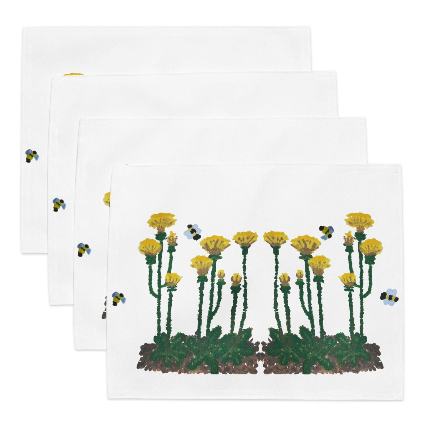 Dandelion Placemat Set of 4, Water Resistant Placemats, Fun Colorful Placemats for Weddings, Family Dinners or Spring Get Togethers