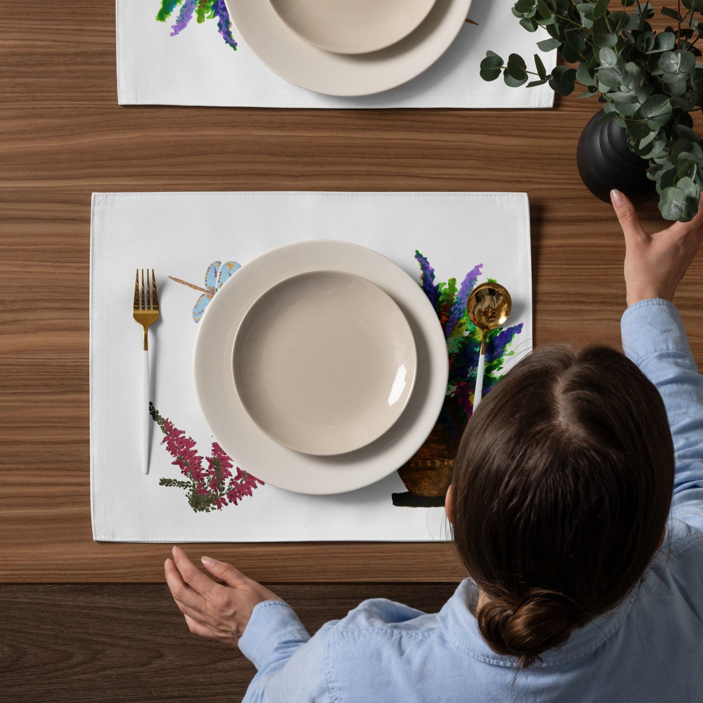 Gardeners Favorites Placemat Set of 4, Water Resistant Activity Placemats, Floral Modern Dinner Placemats, Fun Coloring Placemats