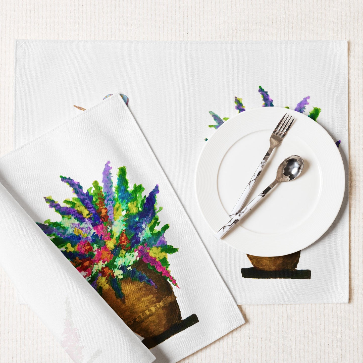 Gardeners Favorites Placemat Set of 4, Water Resistant Activity Placemats, Floral Modern Dinner Placemats, Fun Coloring Placemats