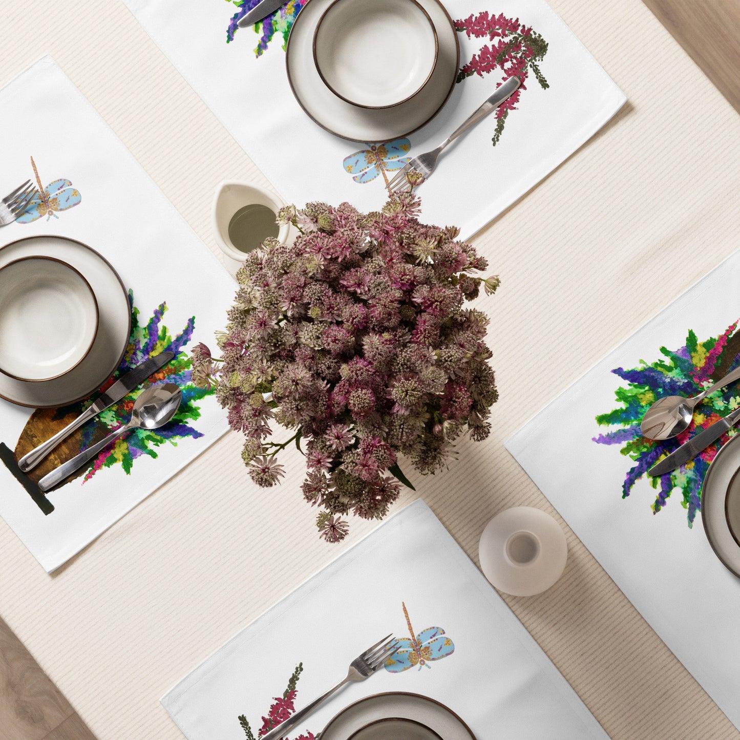 Gardeners Favorites Placemat Set of 4, Water Resistant Activity Placemats, Floral Modern Dinner Placemats, Fun Coloring Placemats