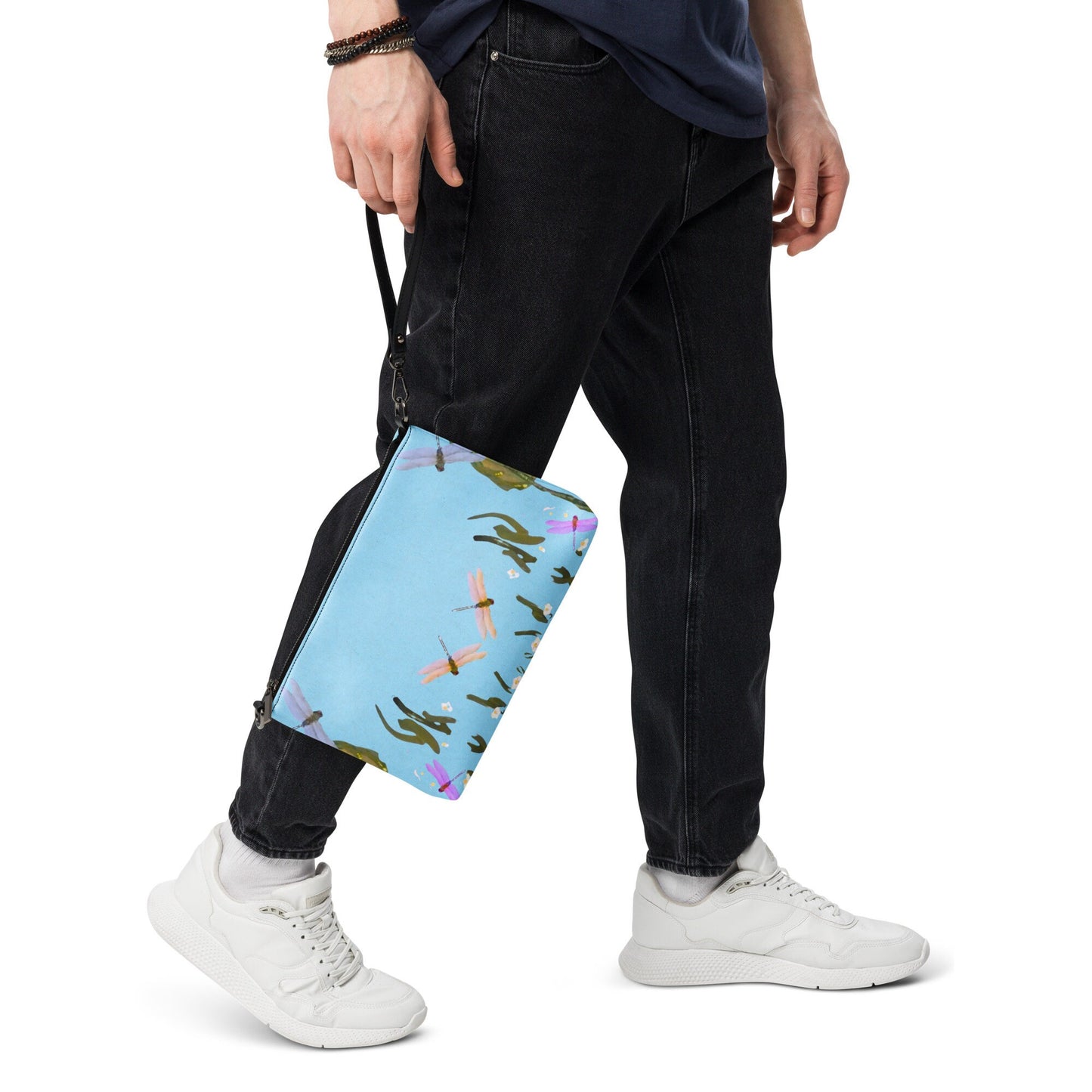 Dragonfly Lovers Small Ziptop Satchel, Nature Inspired Crossbody Bag, Trendy Adjustable Strap Sling Bag