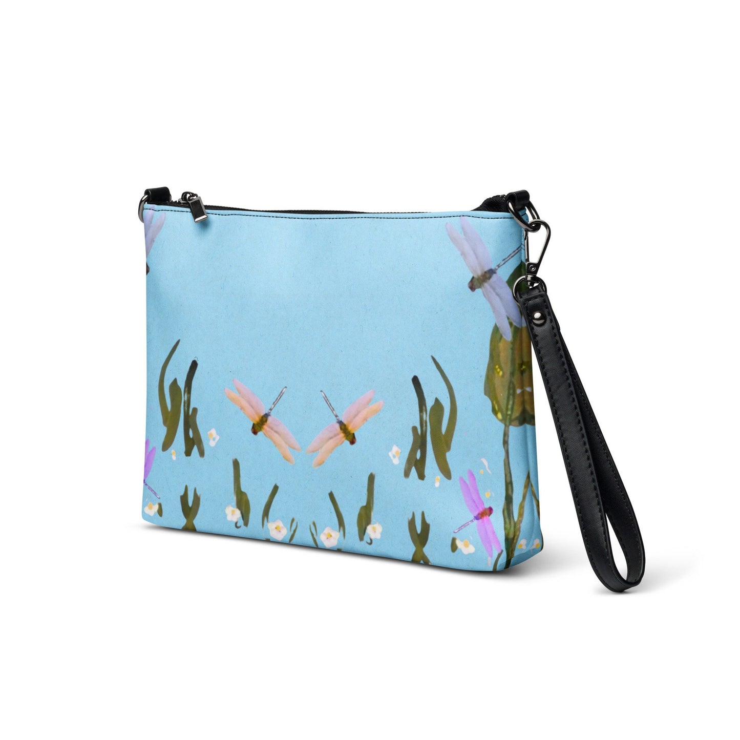 Dragonfly Lovers Small Ziptop Satchel, Nature Inspired Crossbody Bag, Trendy Adjustable Strap Sling Bag