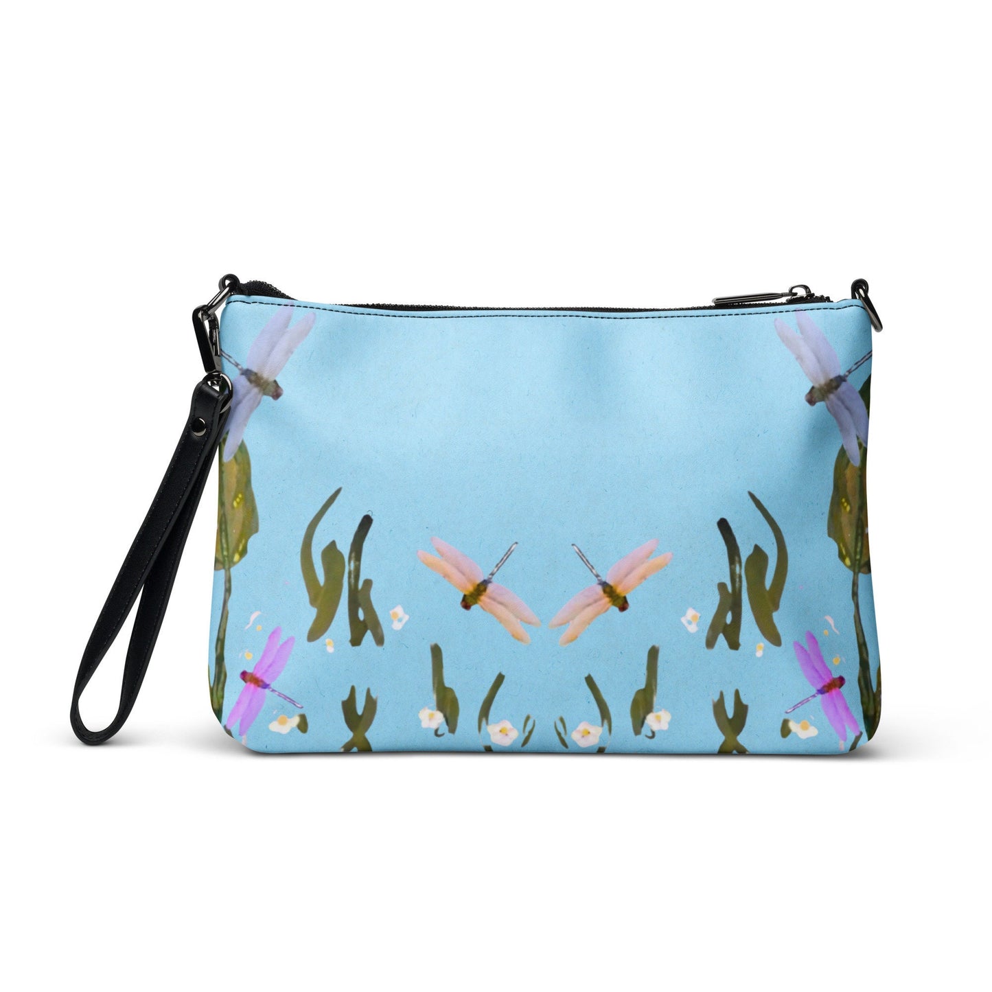 Dragonfly Lovers Small Ziptop Satchel, Nature Inspired Crossbody Bag, Trendy Adjustable Strap Sling Bag