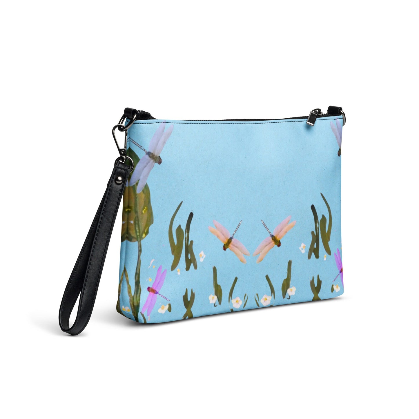 Dragonfly Lovers Small Ziptop Satchel, Nature Inspired Crossbody Bag, Trendy Adjustable Strap Sling Bag