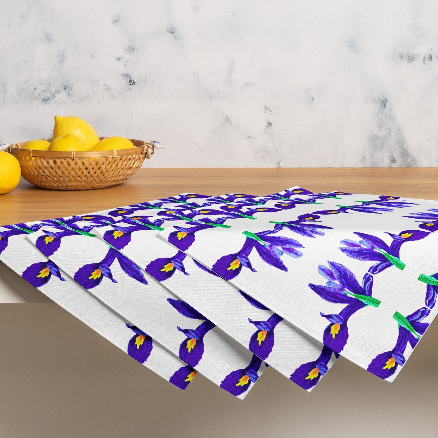 Iris Flower Placemat Set of 4, Perfect for Weddings or Family Dinners, Activity Placemats, Water Resistant