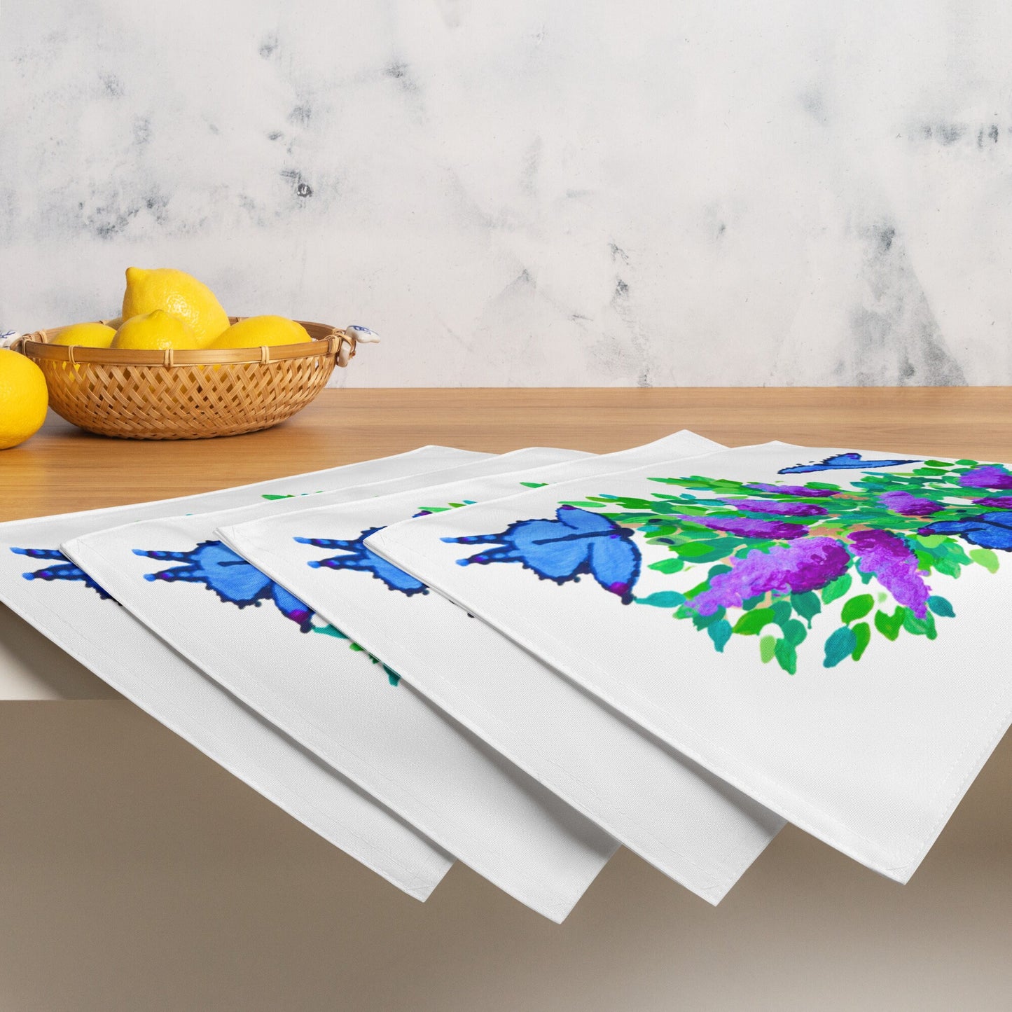 Colorful Butterfly Placemat Set of 4, Water Resistant Activity Placemats, Floral Modern Dinner Placemats, Fun Coloring Placemats