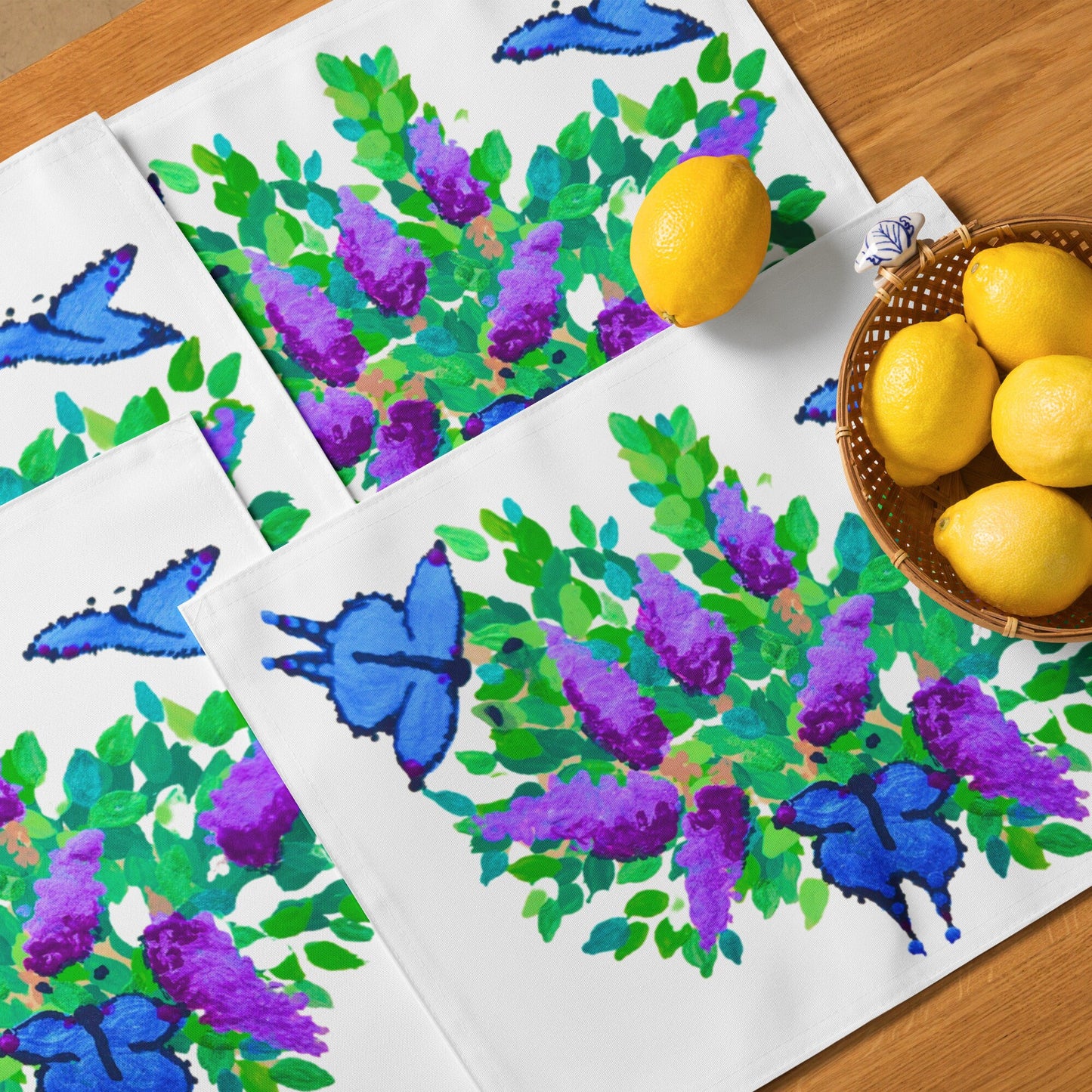Colorful Butterfly Placemat Set of 4, Water Resistant Activity Placemats, Floral Modern Dinner Placemats, Fun Coloring Placemats