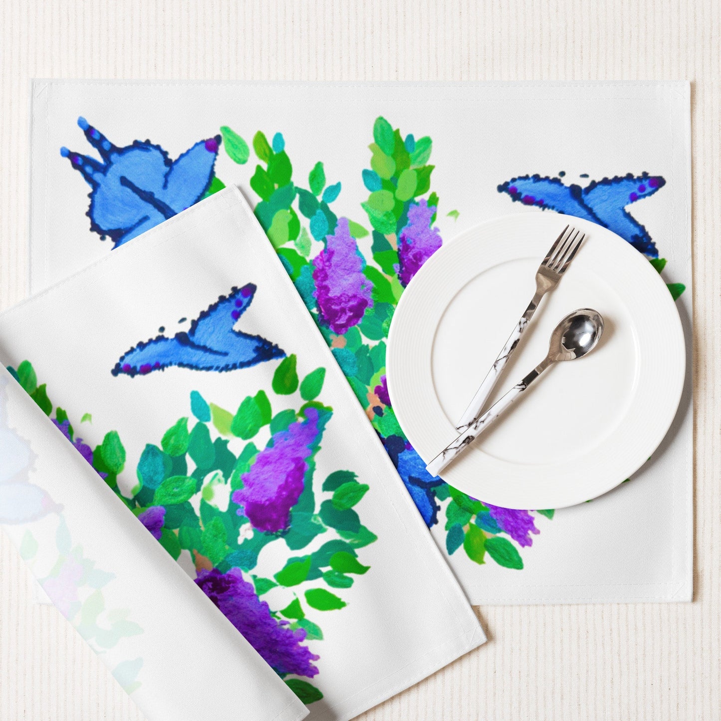 Colorful Butterfly Placemat Set of 4, Water Resistant Activity Placemats, Floral Modern Dinner Placemats, Fun Coloring Placemats