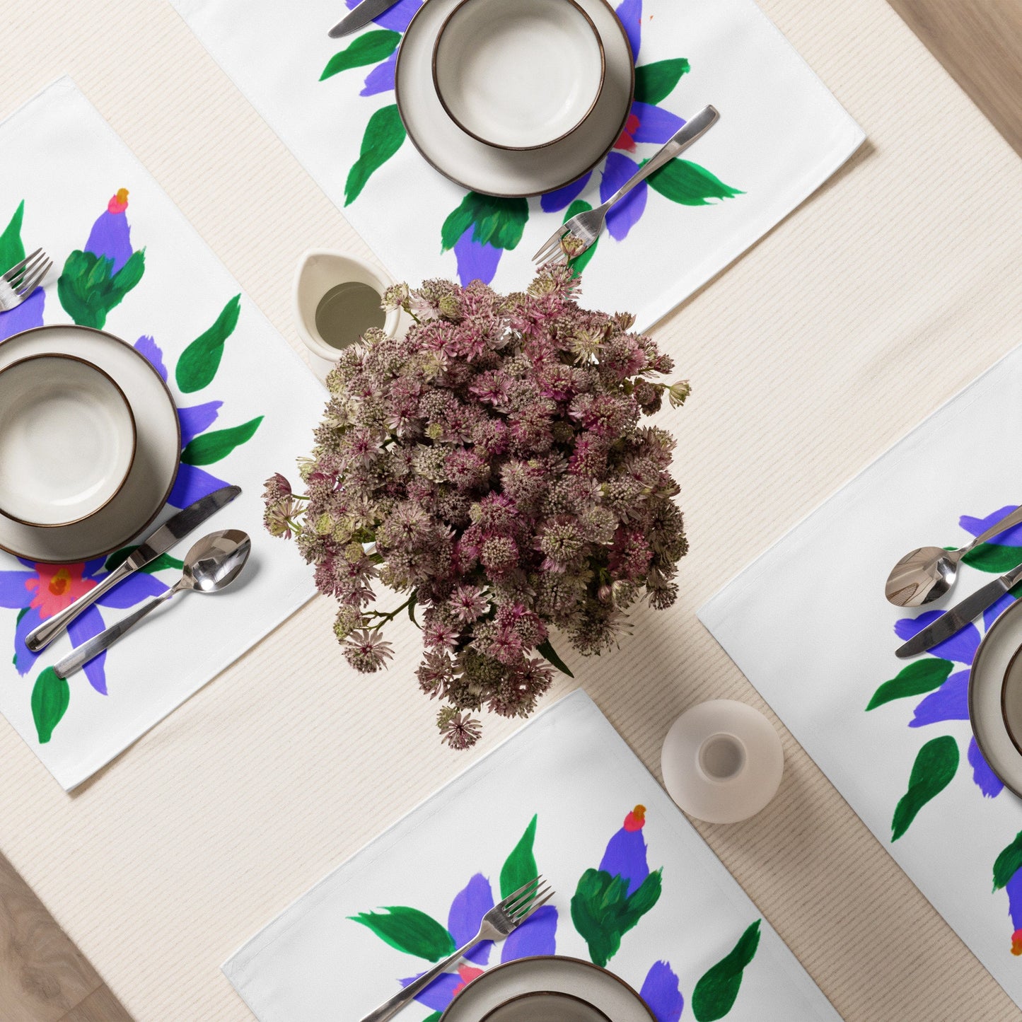 Pastel Floral Placemat Set of 4, Water Resistant Activity Placemats, Dinner Placemats, Fun Coloring Placemats