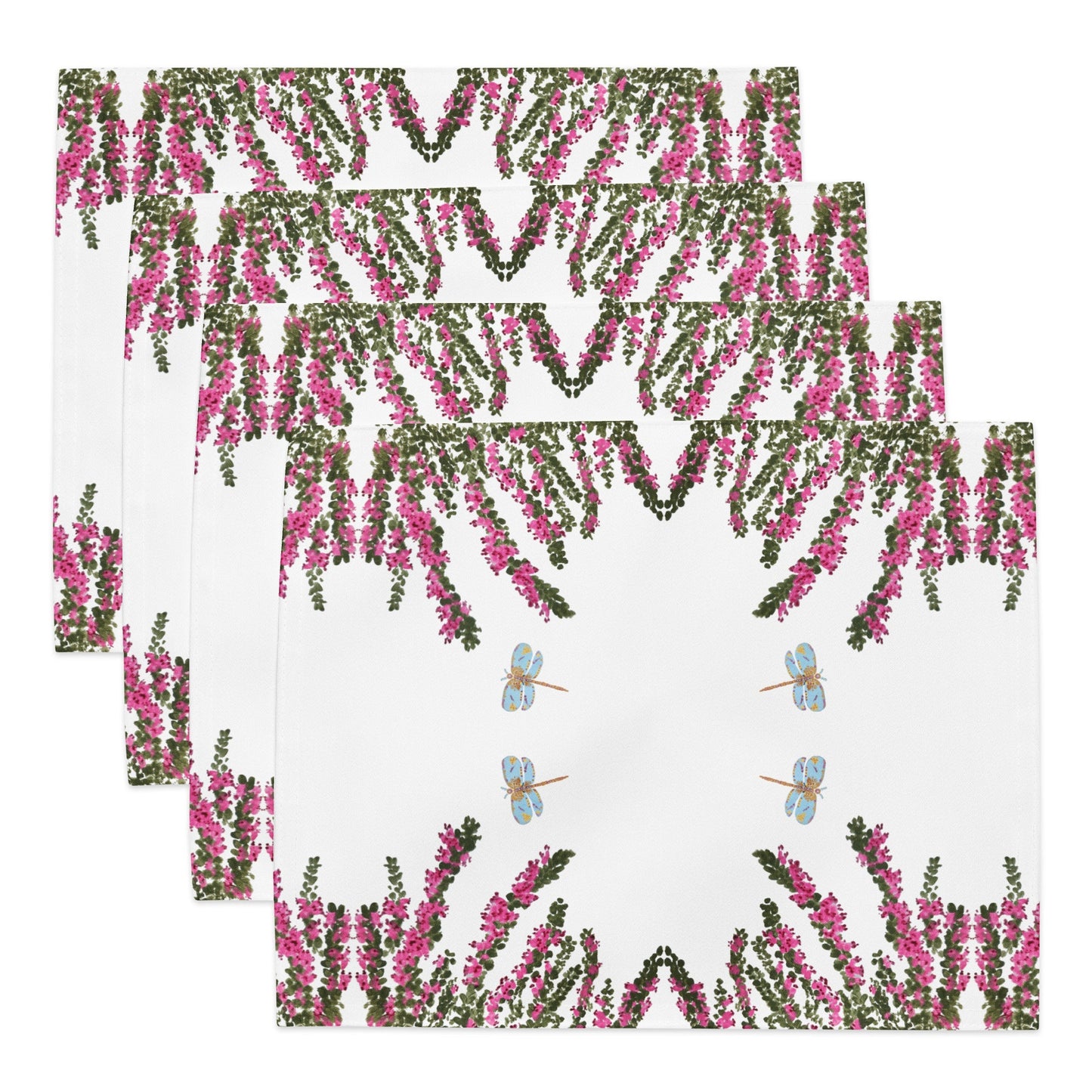 Heather Flower Placemat Set of 4, Water Resistant Floral Placemats for Weddings, Family Dinners or Spring Get Togethers