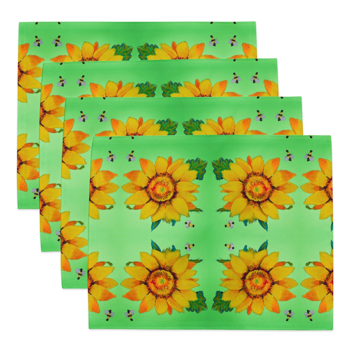 Colorful Sunflower Placemat Set of 4, Water Resistant, Perfect for Weddings or Family Dinners, Activity Placemats