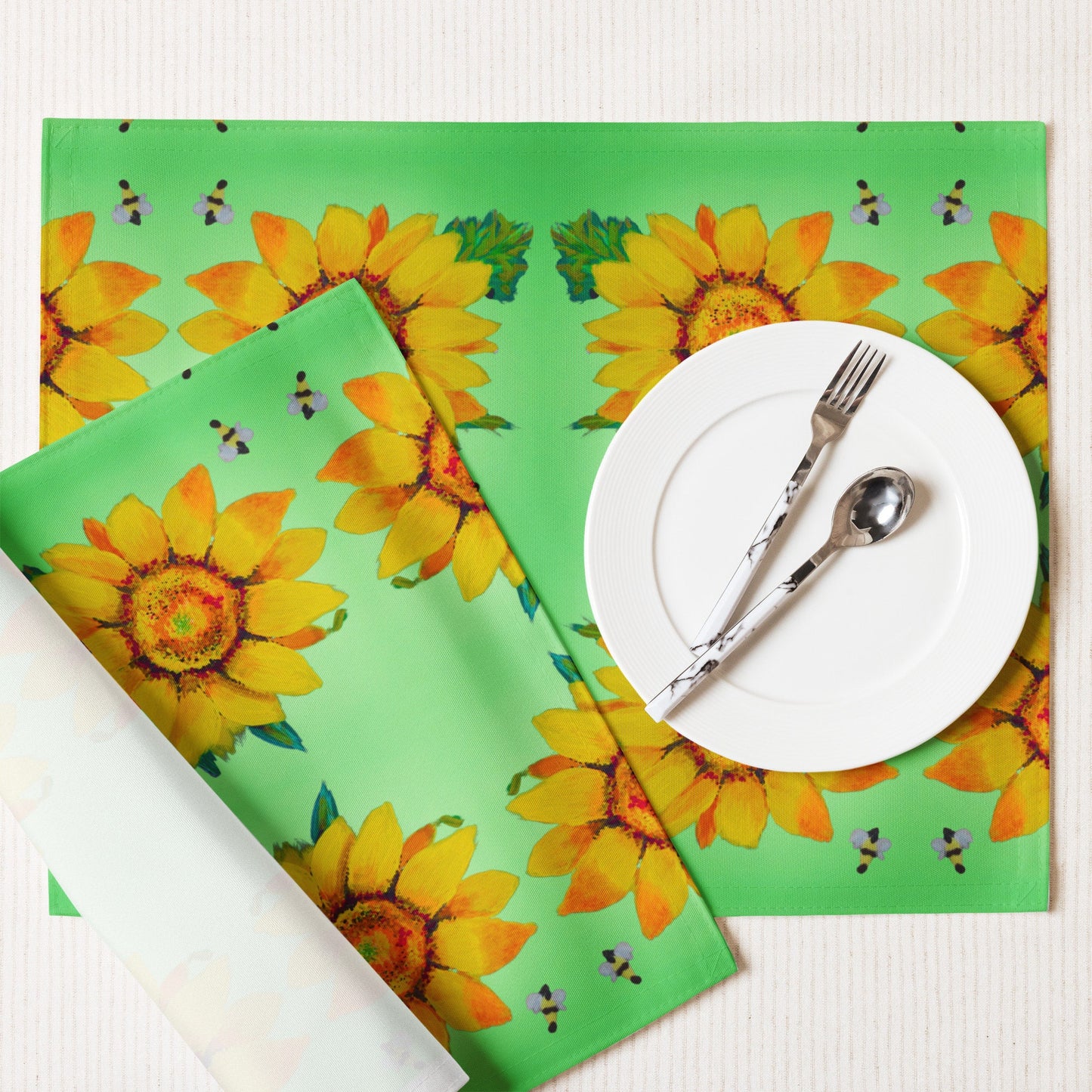 Colorful Sunflower Placemat Set of 4, Water Resistant, Perfect for Weddings or Family Dinners, Activity Placemats