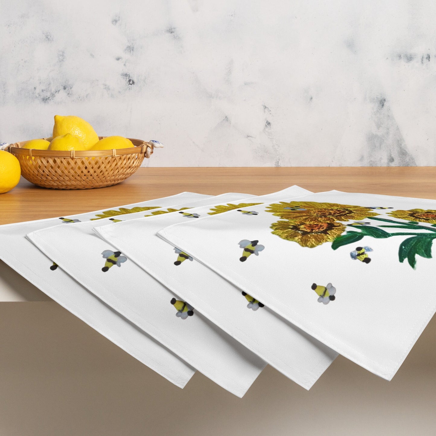 Sunflower Placemat Set of 4, Activity Placemats, Water Resistant, Perfect for Weddings or Family Dinners