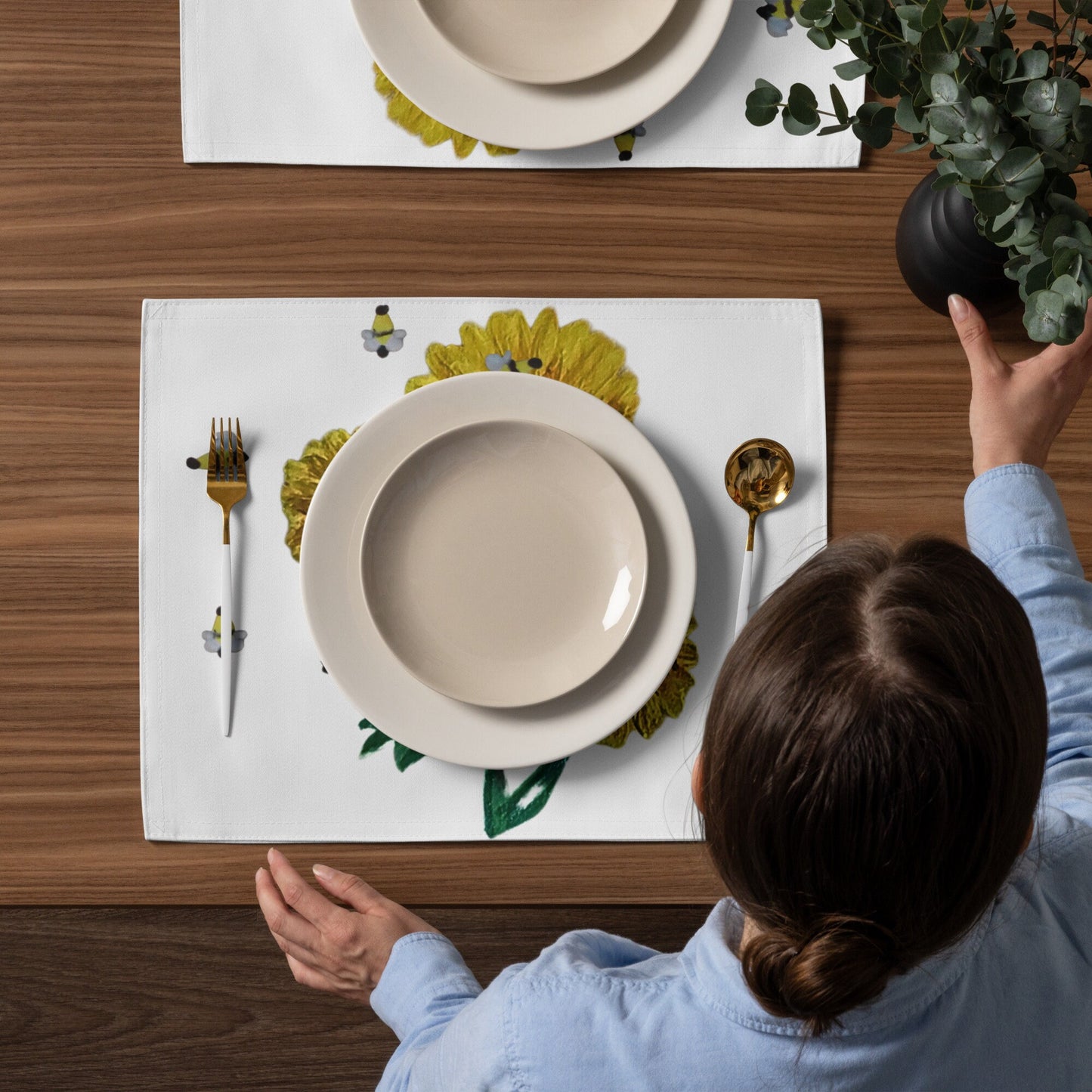 Sunflower Placemat Set of 4, Activity Placemats, Water Resistant, Perfect for Weddings or Family Dinners