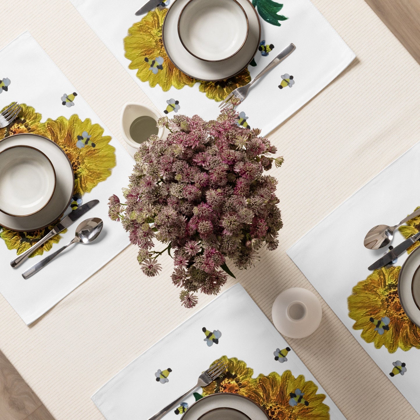 Sunflower Placemat Set of 4, Activity Placemats, Water Resistant, Perfect for Weddings or Family Dinners