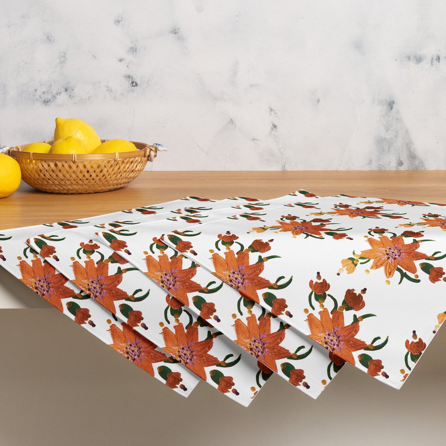 Shimmering Gold Flower Placemat Set of 4, Activity Placemats, Water Resistant, Perfect for Weddings or Family Dinners
