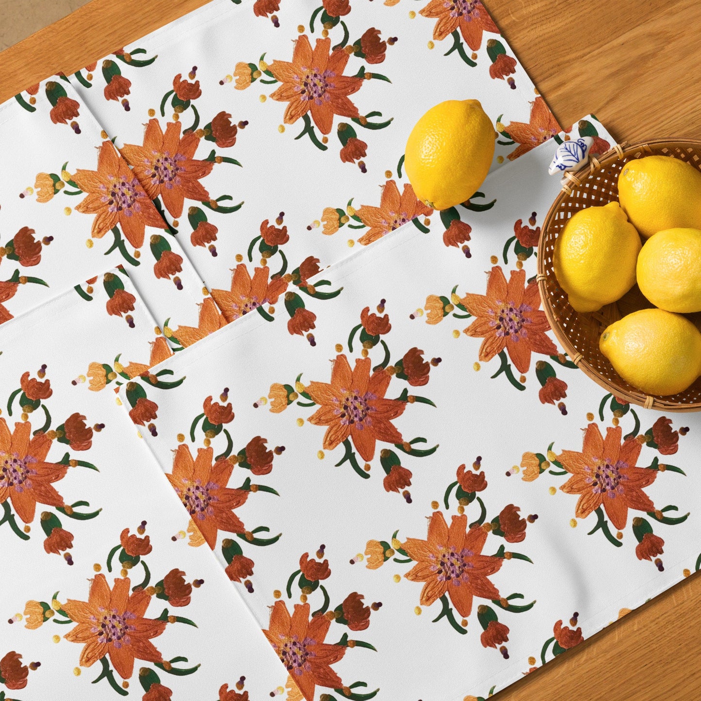 Shimmering Gold Flower Placemat Set of 4, Activity Placemats, Water Resistant, Perfect for Weddings or Family Dinners