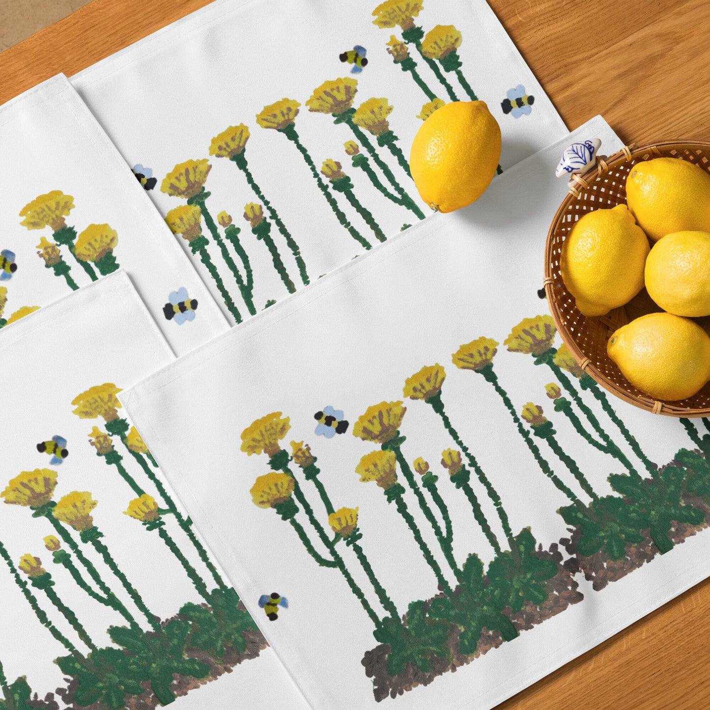 Dandelion Placemat Set of 4, Water Resistant Placemats, Fun Colorful Placemats for Weddings, Family Dinners or Spring Get Togethers