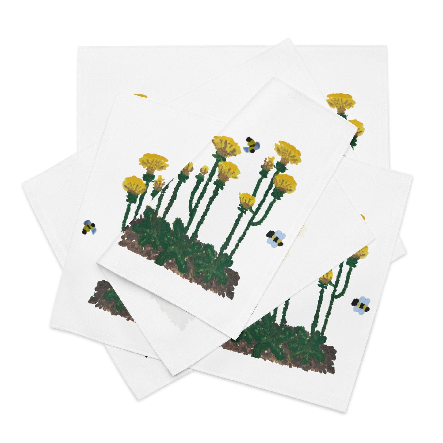 Dandelion Placemat Set of 4, Water Resistant Placemats, Fun Colorful Placemats for Weddings, Family Dinners or Spring Get Togethers