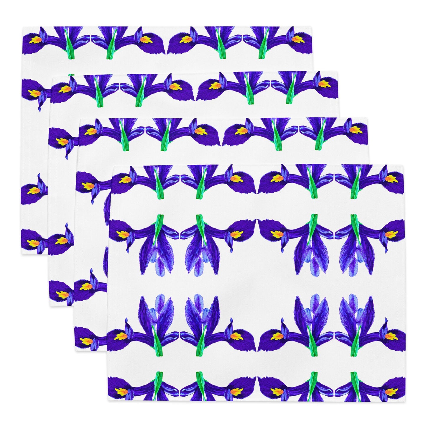 Iris Flower Placemat Set of 4, Perfect for Weddings or Family Dinners, Activity Placemats, Water Resistant