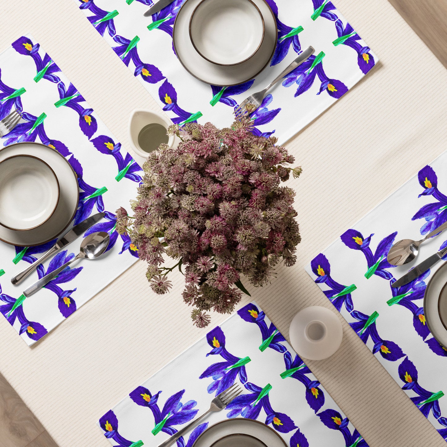 Iris Flower Placemat Set of 4, Perfect for Weddings or Family Dinners, Activity Placemats, Water Resistant