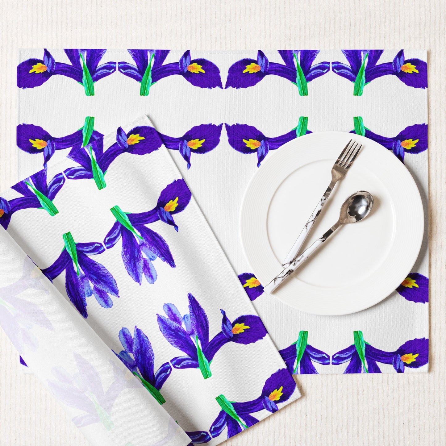 Iris Flower Placemat Set of 4, Perfect for Weddings or Family Dinners, Activity Placemats, Water Resistant