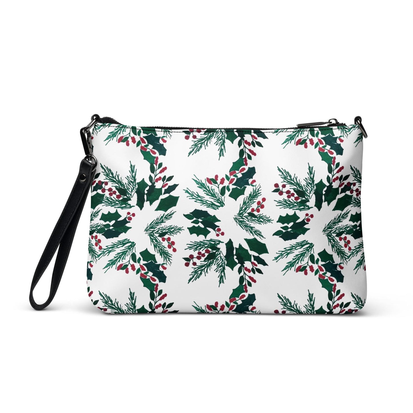Holiday Floral Purse, Small Trendy Crossbody Bag, Nature Inspired Sling Handbag, Ziptop Closure, Makeup Bag