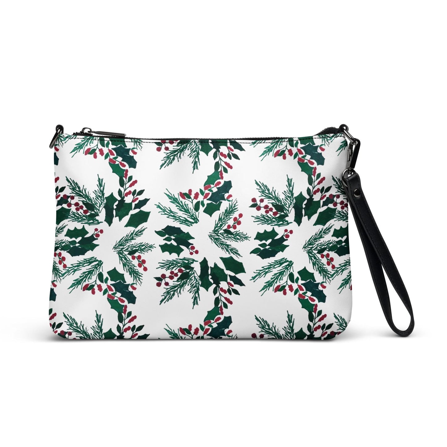 Holiday Floral Purse, Small Trendy Crossbody Bag, Nature Inspired Sling Handbag, Ziptop Closure, Makeup Bag