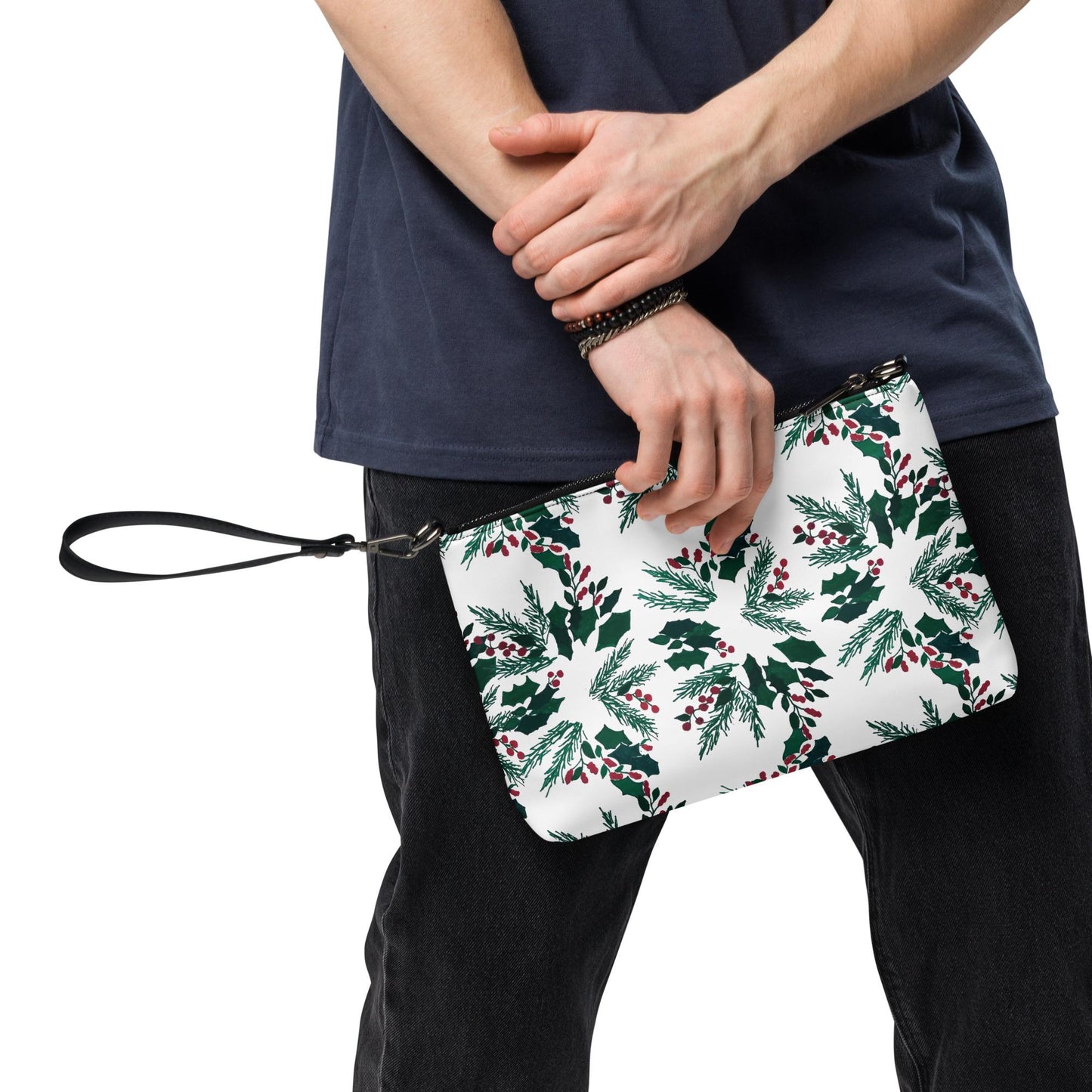 Holiday Floral Purse, Small Trendy Crossbody Bag, Nature Inspired Sling Handbag, Ziptop Closure, Makeup Bag