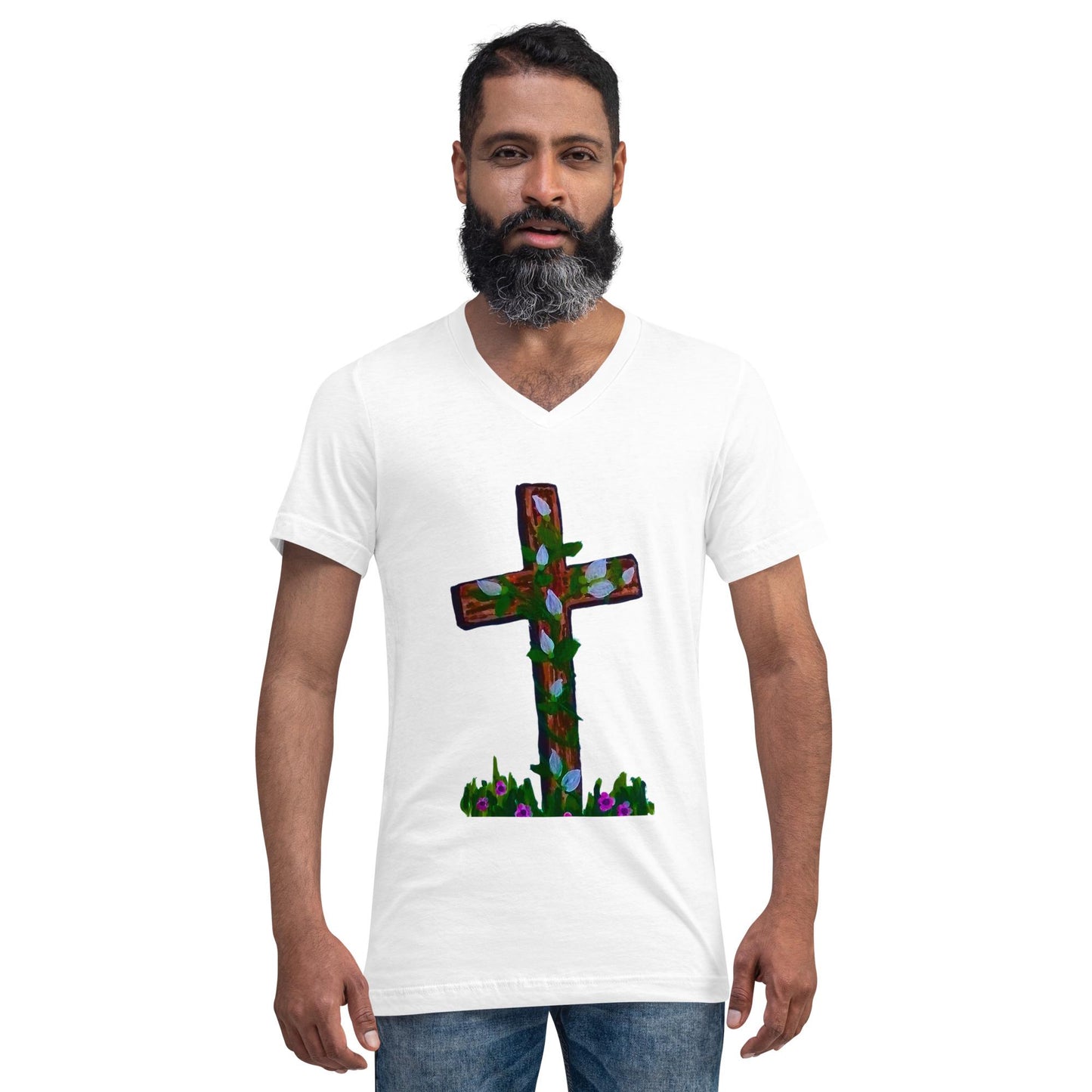 Easter Unisex Tee, Rabbit Lover Gift, Spring Apparel, Aesthetic Tshirt, Holiday Wear, White Shirt, Black Tees Short Sleeve V-Neck T-Shirt