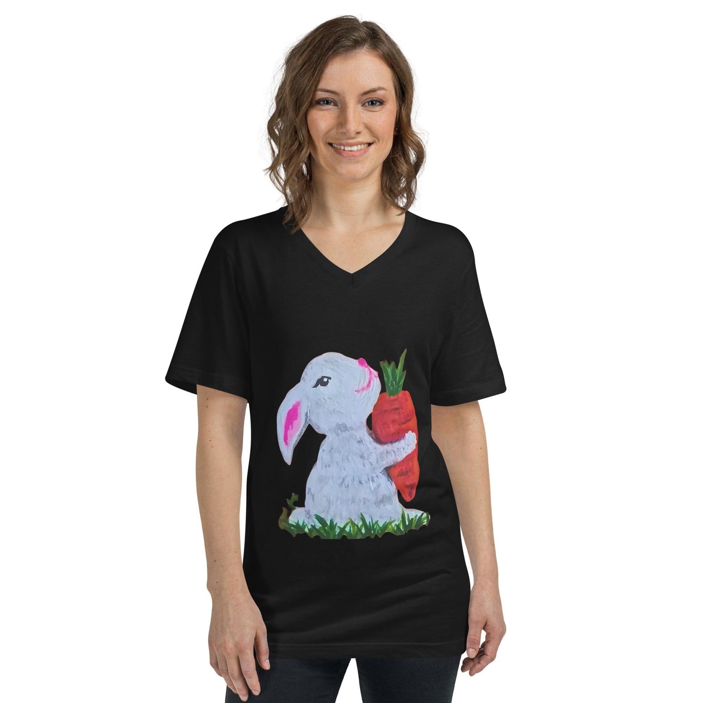 Easter Bunny Unisex V-Neck T- Shirt - Spring Festive Shirt, Fun Holiday Fashion, Egg Hunt Shirt