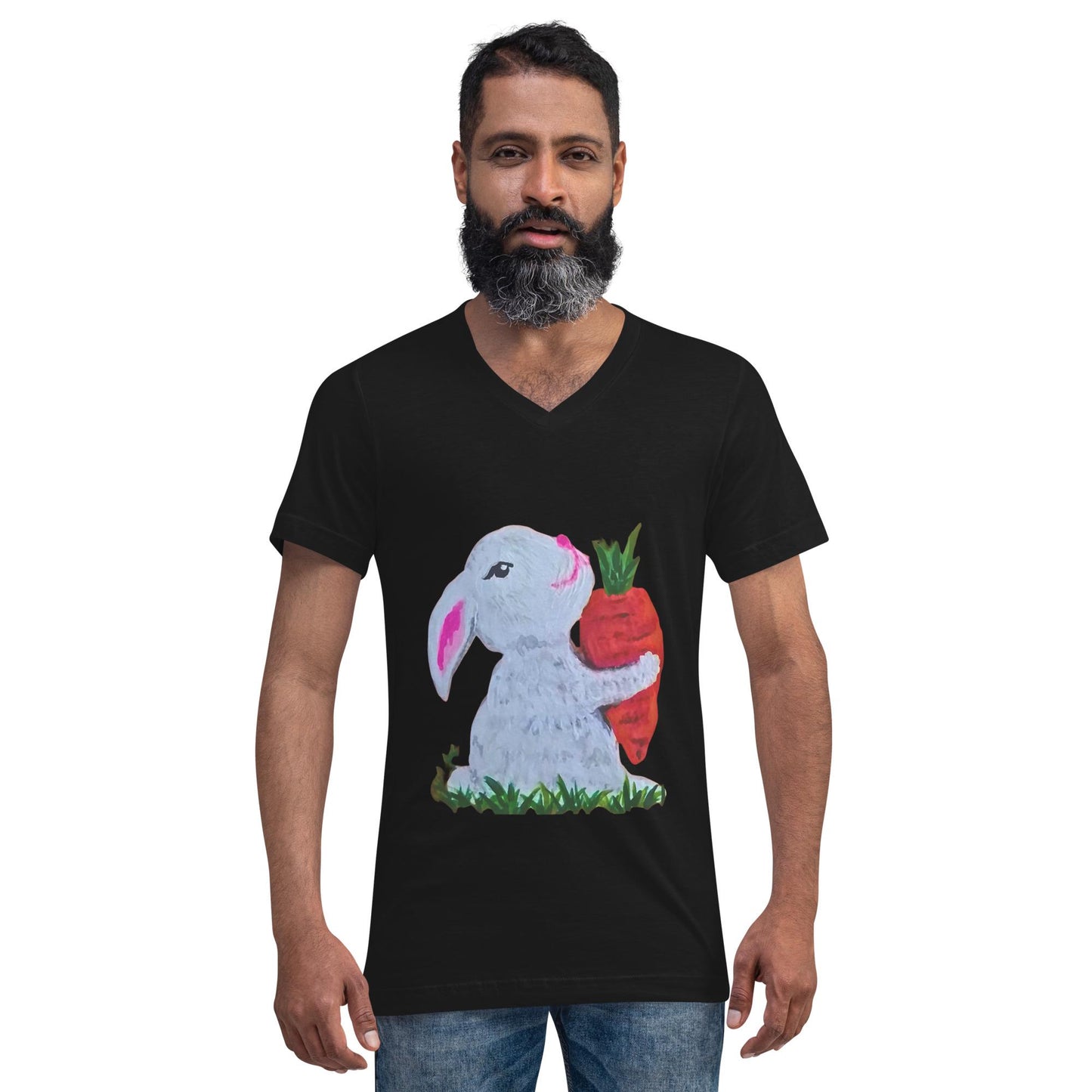 Easter Bunny Unisex V-Neck T- Shirt - Spring Festive Shirt, Fun Holiday Fashion, Egg Hunt Shirt