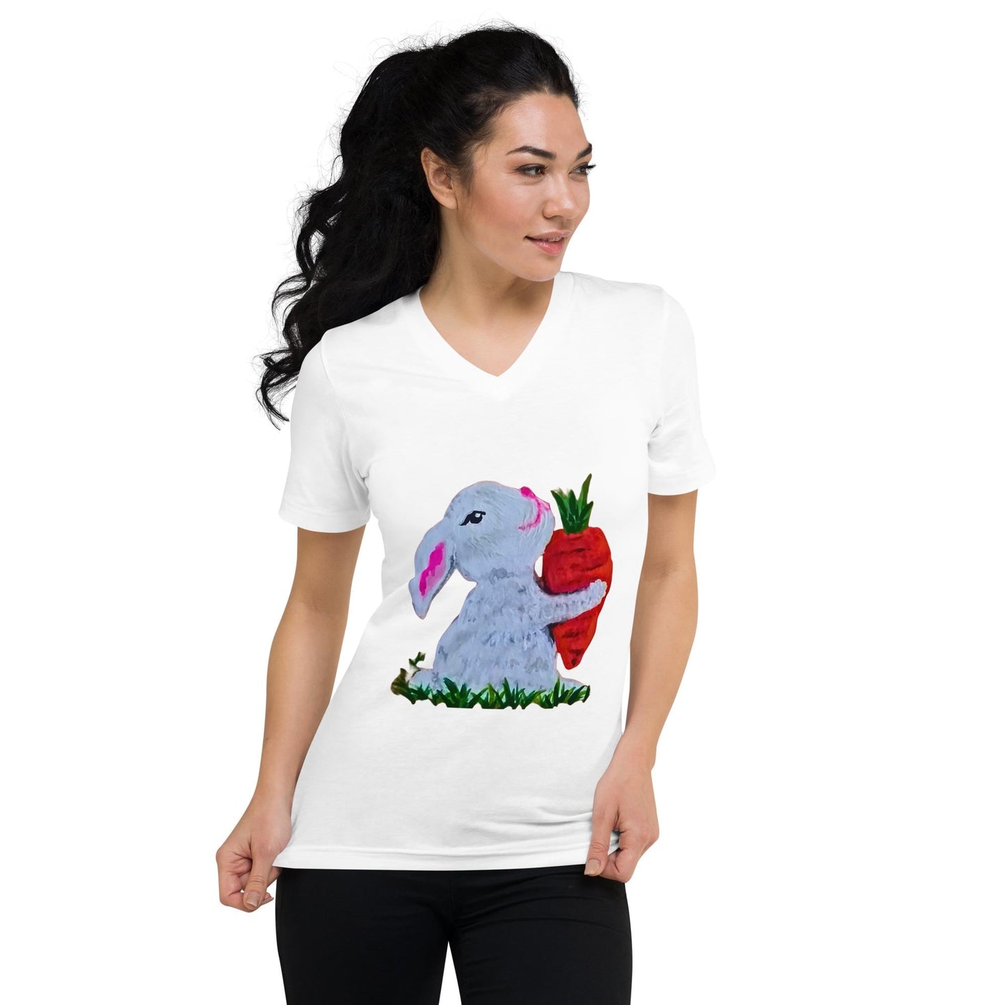Easter Bunny Unisex V-Neck T- Shirt - Spring Festive Shirt, Fun Holiday Fashion, Egg Hunt Shirt