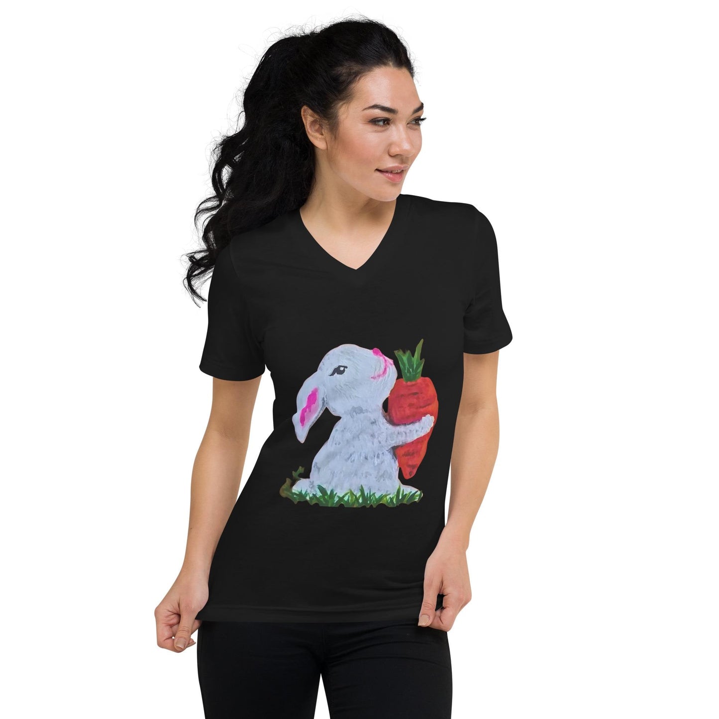 Easter Bunny Unisex V-Neck T- Shirt - Spring Festive Shirt, Fun Holiday Fashion, Egg Hunt Shirt
