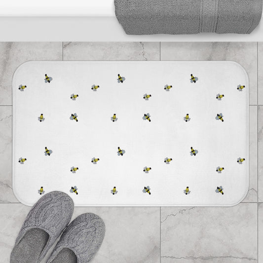 Bees Memory Foam Non Slip Accent Rug, Decorative Bath Mat, Trendy Nature Shower Mat