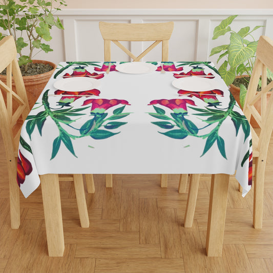 Floral Trumpets Tablecloth, Farmhouse Printed Tablecloth, Large Beach Blanket, Square Outdoor Tablecloth