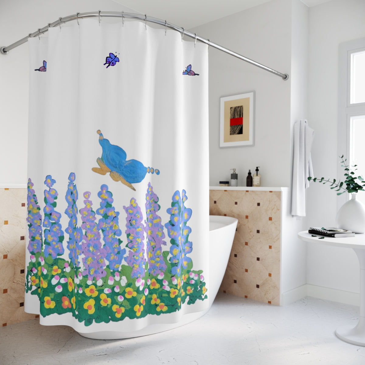 Butterfly Lovers Garden Shower Curtains, Bathroom Refresh Gifts, Botanical Bathroom Decor