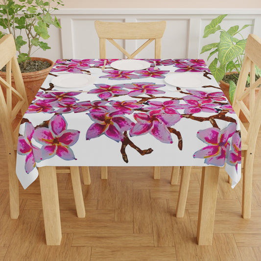Cherry Blossom Floral Printed Tablecloth, Lightweight Large Beach Blanket, Festive Outdoor Tablecloth